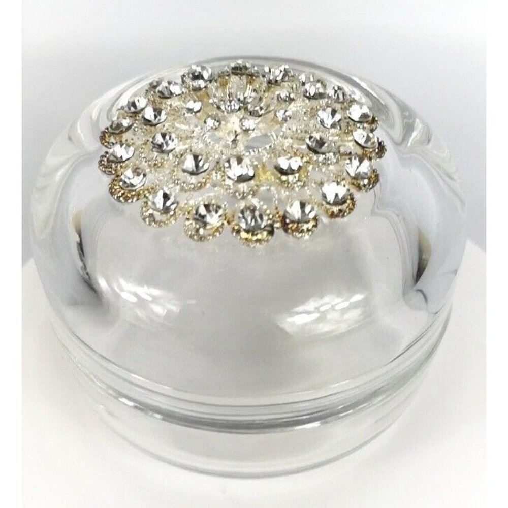 Godinger Studio Crystal Jeweled Box Trinket Powder 2-Piece Clear
